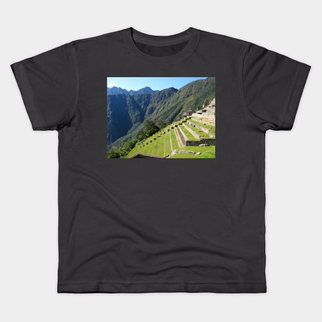 Inca Terraces of Machu Picchu. Peru Kids T-Shirt by vadim19